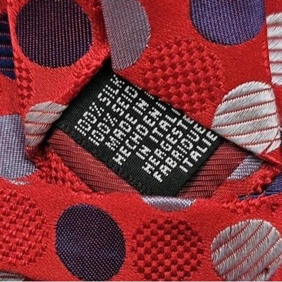 Frangi Luxury Red 100% Silk Polka Dot Tie Made In Italy - Picture 4 of 4
